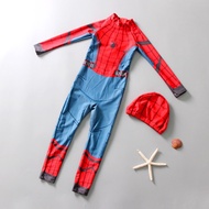 Spider-Man 2-12 Years Old Children's Swimsuit Boys One-Piece Sunscreen Warm Long-Sleeved Swimsuit Di