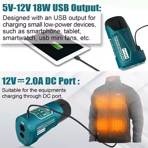 For Bosch 12V Battery Adapter Charger 10.8-12V Batteries BAT411 BAT414 for 12V Heated Jacket Charger