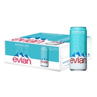 Evian Sparkling Carbonated Natural Mineral 330 ml. 24 can Water 330 24 Cans