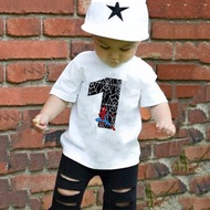 Number 1 Marvel Fashion Shirts 1st Birthday Spiderman Printed T Shirt Kids Children Boys Girls Casua