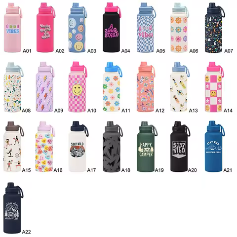 skin feel 1L 34oz 1000ml stainless steel thermal sports water bottle flask thermos