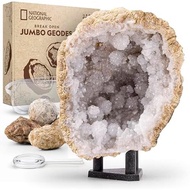 National Geographic eat STEM science Kit, Geology Gift for Kids, Break Your Own Geodes with Crystals