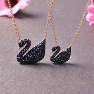 Swarovski/Swarovski Large Black Swan Rose Gold Crystal Female Clavicle Necklace5204134