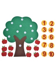 早期教育毛氈數字認識算術學習工具幼兒園教學玩具手工數學蘋果樹益智玩具禮品