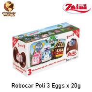 Zaini 3 Milk Chocolate Eggs with Robocar Poli 60g