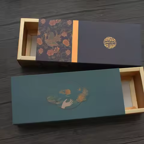 24.7*10.5*5.6cm 5pcs Gold Chinese Ancient Paintings Paper Box As Macaron Chocolate Cookie Candy Part