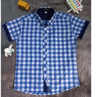 KEMEJA D8O7 Boys Combination Square Shirt/Skoder Short Sleeve Shirt Age 1 - 14 Years 8BM