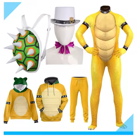 Adult Bowser Cosplay Hat Jumpsuit Costume Peach Hoodie Hooded Sweatshirt Pants Bags Backpack Hallowe