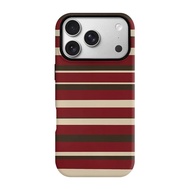 Retro Red Brown Striped Phone Case Suitable for iPhone17ProMax/16/15/13Pro/12/11/Samsung S25 Ultra S