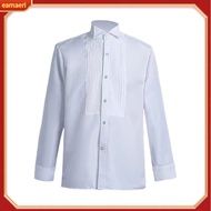 Men Business Shirt Winged Collar Long Sleeve Solid Color Single-breasted Dress Shirt Tuxedo Formal O