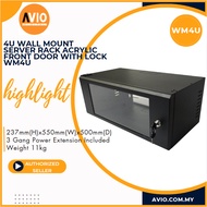 Wall Mount 4U Server Rack with 3 Gang Extension Key and Screw Set 237mm(H) x 550mm(w) x 500(D) WM4U