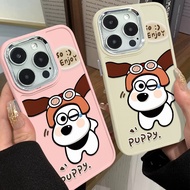 Helmet Cute Puppy Dog Phone Case Compatible for IPhone 11 12 13 Pro 14 15 7 8 Plus SE 2020 XR X XS Max Metal Lens Protector Assembly Mirror Frame Silicone Cover Anti Drop