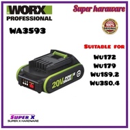 🔥WORX 20V 2.0Ah Lithium Battery wa3593/WORX CHARGER WA3924 20V 2.0AH ~ 4.0AH (Battery Model : WA3593