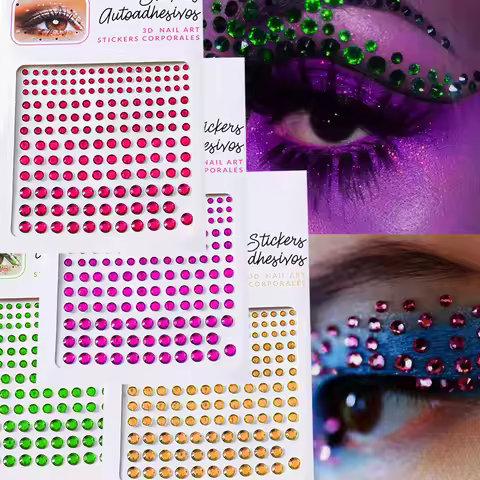 3/4/5/6mm Pink/Purple Round Diamond Face Stickers 3D Shinying Self-Adhesive Crystal Slider DIY Luxur