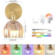Vintage Glass Wall Sconce RGB หลอดไฟสําหรับห้องนั่งเล่นห้องนอนข้างเตียงห้องโถงบันไดตกแต่งภายใน LED L
