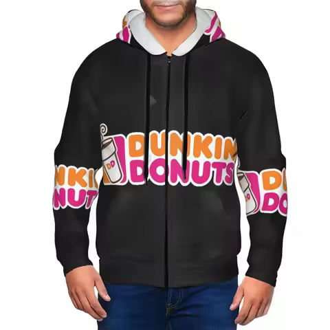 Dunkin Donuts Zipper Hoodie Harajuku Pullover Autumn Winter Men Women Sweatshirt Long Sleeve Tops
