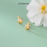 1000earring 925 Sterling Silver Ladybug Stud Earrings - Gold