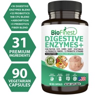 Biofinest Digestive Enzymes Supplement - 3 Prebiotics 12 Probiotics - Stomach Absorption Detox Bloat