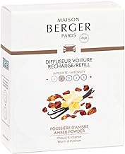 Set of 2 Car Odor Diffuser Refill - Ceramic System - 4/6 Weeks Ceramic Diffusion Time - Lampe Berger Fragrance - Made in France (Amber Powder)