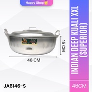 KUCING(SUPERIOR) PURE ALUMINIUM INDIAN KUALI XXL WITH COVER & HANDLE EXTRA THICK 46/50/55/60cm