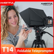 AMBITFUL T14 Teleprompter Foldable Teleprompter 10.7inch*8.8inch Screen Size Compatible With Wide An