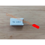 (5 pieces) Ceramic Plug Resistor 5W 22RJ 1% Copper Pin, 100% New.