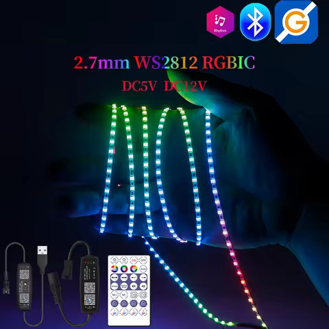 2.7mm WS2812 RGBIC LED Light 160Leds/M WS2812B 2020SMD addressable Lights Strip With DC/USB 28keys M