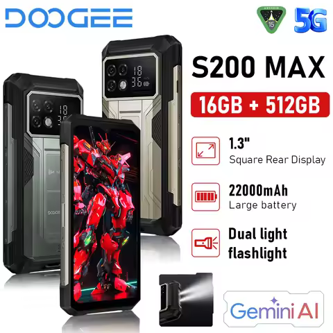 DOOGEE S200 Max Rugged Phone 6.72” 120Hz 1.32" Rear Display Telephon Portable 36GB+512GB 22000mAh 66