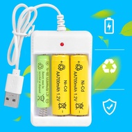 AA AAA Battery Rechargeable Charger with 3 Usb Cable Slots