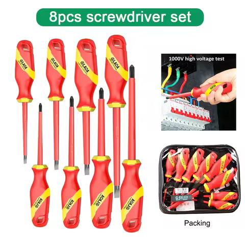 LAOA 8PCS Insulated Screwdriver Sets 1000V VDE Slotted Phillips Screwdrivers with Magnetic Slotted P