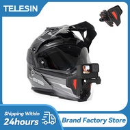 Telesin Motorcycle Helmet Installation with Folding Stand GoPro Hero 11 10 9 8 DJI Action 2 Insta360 Camera Components Bicycle Shooting