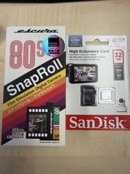 (全新未拆）Escura 80s SnapRoll 菲林模擬數碼相機&SanDisk 32GB SD CARD