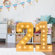 1pc Light Up Marquee Numbers, Warm LED Large Lighted Marquee Number 0-9 For 1st 16th 21st 25th 30th 