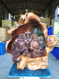 收藏品 福杉瘤木雕擺件 日本福神木雕擺件