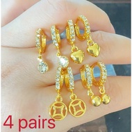 14k 4 pairs Bangkok gold earrings