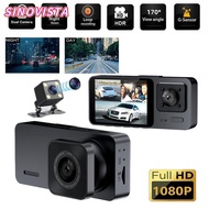 SINOVISTA Vehicle Recorder, 3 Channels 360° View Car DVR,  IR Night Vision HD Recording Car Dashcam 