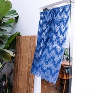 繁花門簾手工蕾絲藍染indigo原創設計棉麻中式日式隔斷簾子布料