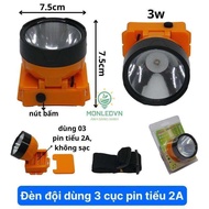 [TẶNG KÈM 3 CỤC PIN AA] Đèn pin đội đầu choá 7.5cm không sạc điện  dùng 3 cục pin rời AA với 2 chế đ