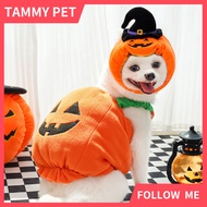 Halloween Pumpkin Dog Clothes with Hat Funny Pet Cosplay Costumes Set Cat Pet Teddy Puppy Halloween 