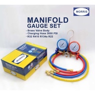MORRIS DOUBLE GAUGE MANIFOLD SET FREON AC R22 R32 R410 R134A