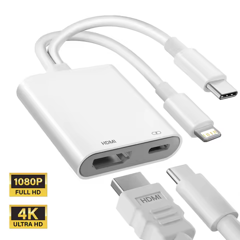 USB C and Lighting to HDMI Adapter for iPhone to TV Sync Screen Digital AV Adapter Compatible for iP