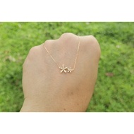 YELLOW GOLD 18K TWIN FLOWER NECKLACE/18K YELLOW GOLD NECKLACE/ 18K NECKLACE