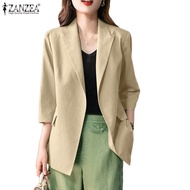 ZANZEA Women's Korean Style Work Blazer with 3/4 Sleeves