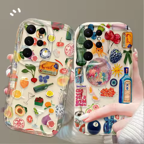 Seaside Scenery Wine Lemon 3D Case For Samsung Galaxy S24 S25 Ultra S23 S22 S21 Plus FE A56 A36 A26 