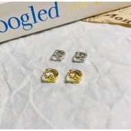 238-goodgift_station -small crown hoop silver earrings s925 Sterling Round With Holes The Front Is A