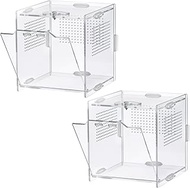 VERTUPET 2 Pack Jumping Spider Enclosure, 4''x4''x4'' Acrylic Arboreal Reptile Tank, 0.03” Ventilati