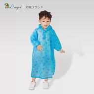 【雙龍牌】超輕量Q熊秒套可愛兒童雨衣 快速穿脫套式雨衣EC4012果凍藍L號