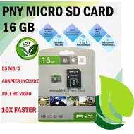 ️SHOCKING ️ PNY Micro SD Card Elite 16GB with Adapter - MicroSDHC Flash Card 16 GB, 85MB/s - Memory 