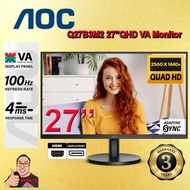AOC 27″ Q27B3M2 VA QHD ( 2560*1440 ) Adaptive Sync 100Hz 4ms 3-Sided Frameless Monitor Design HDMi D