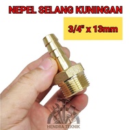 HOSE NEPEL 3/4" x 1/2" INCH BRASS CONNECTION OUTER THREAD 25mm HOSE 13mm NIPPLE HOSE INCH IN DIM BRA
